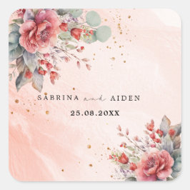 Sticker Carré Ombre rose Foncé Mariage bleu Duisy