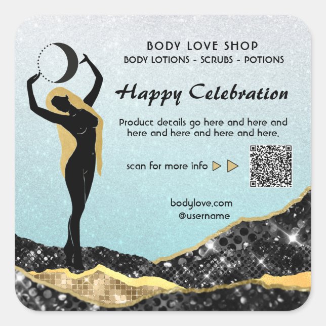 Sticker Carré *~* Ombre Turquoise déesse Intention sort AP24 (Devant)