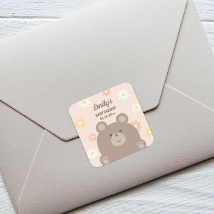 Sticker Carré On Peut Attendre Les Filles Baby showers De Fille 