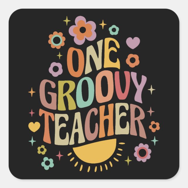 Sticker Carré One groovy teacher (Devant)