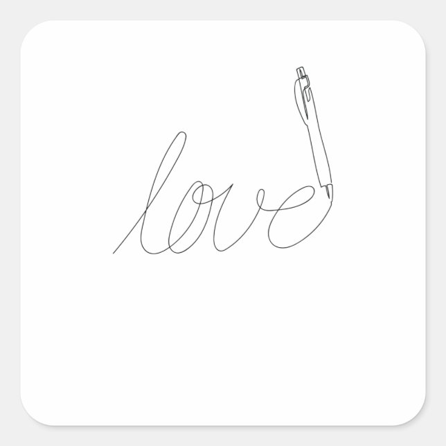 Sticker Carré One Line Art Love dessinée avec un stylo (Devant)