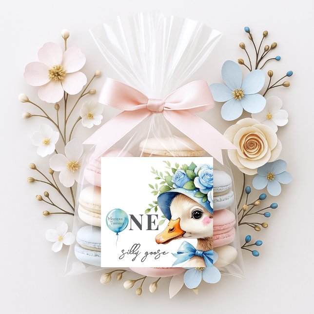 Sticker Carré One Silly Goose Boy Birthday  (Créateur téléchargé)