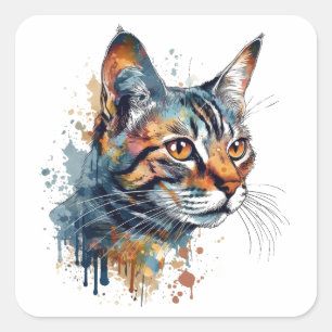 Sticker Carré Onglet aquarelle