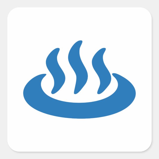 Sticker Carré Onsen ♨ Hot Spring 温 泉 Japonais (Devant)