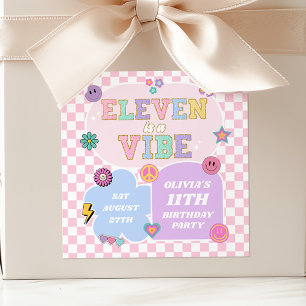 Sticker Carré Onze Est Un Vibe Preppy Patch 11ème Anniversaire