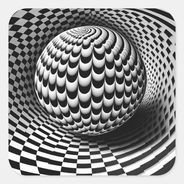 Sticker Carré Op Art Noir Et Blanc (Devant)