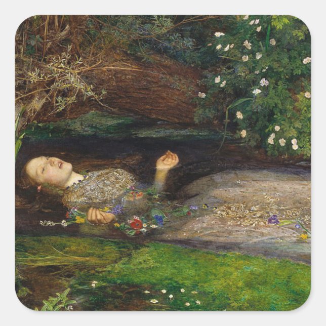 Sticker Carré Ophélie dans l'eau (Devant)