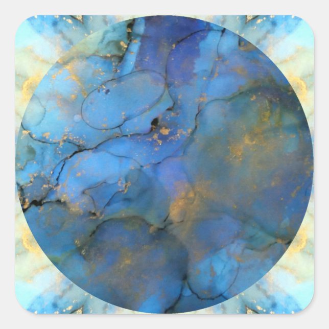 Sticker Carré or bleu abstrait scifi orb terre (Devant)