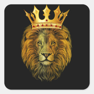 Sticker Carré Or Couronne roi Lion pour hommes père