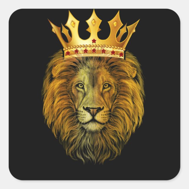 Sticker Carré Or Couronne roi Lion pour hommes père (Devant)