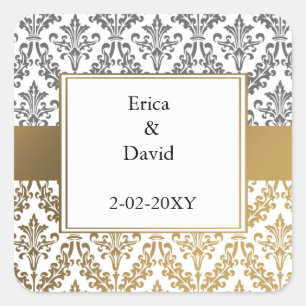 Sticker Carré or damas enveloppes scellés