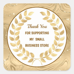 Sticker Carré Or élégant, Merci de soutenir mon entreprise