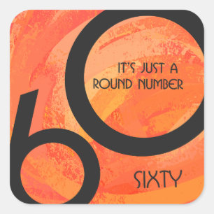 Sticker Carré Orange 60 Anniversaire de la Décennie