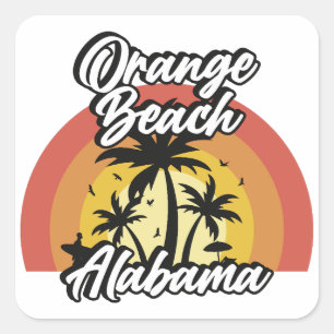 Sticker Carré Orange Beach, Alabama