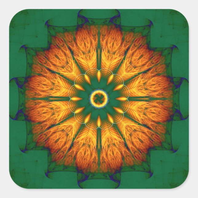 Sticker Carré Orange Mandala (Devant)