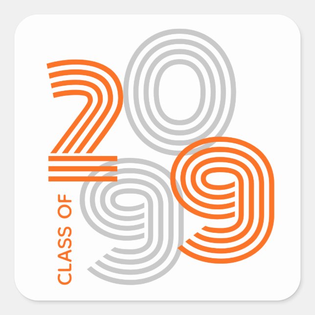 Sticker Carré Orange Retro Big Numéros Classe de (Devant)