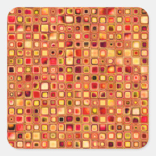 Sticker Carré Orange 'Terracotta' Texturé Carreaux de mosaïque
