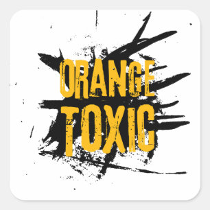 Sticker Carré Orange Toxique Résistance Politique Trump