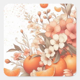 Sticker Carré Oranges Douces Agrumes et Fleurs  Nouvelle Adresse