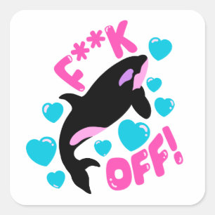 Sticker Carré Orca Girly Pink F Off Killer Whale