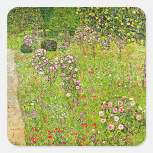 Sticker Carré Orchard Gustav Klimt avec Rose