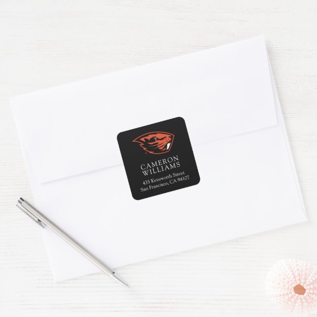 Sticker Carré Oregon State Beavers | Tête de castor (Enveloppe)
