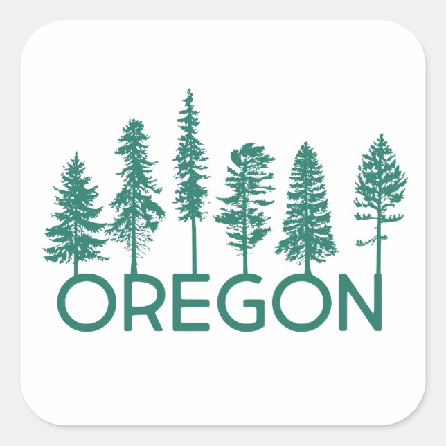 Sticker Carré Oregon Trees (Devant)