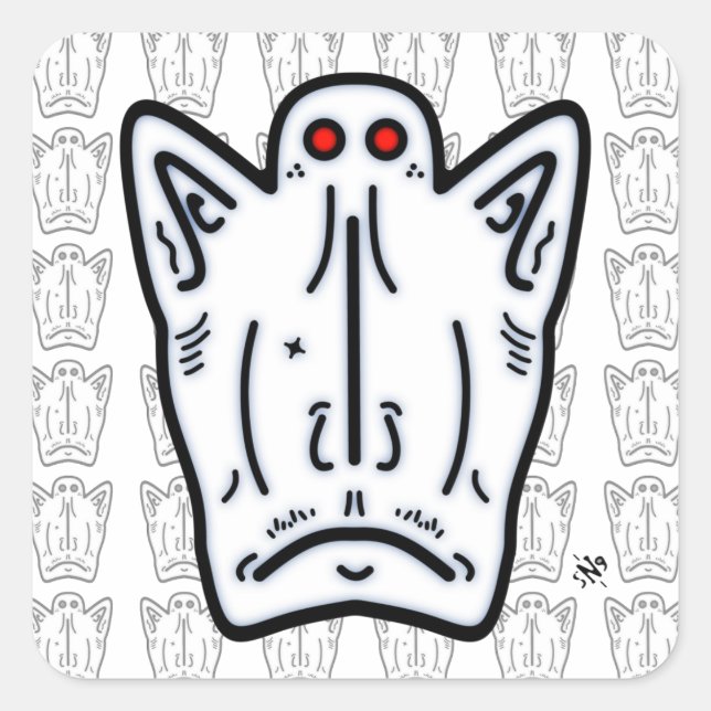 Sticker Carré Oreilles rouges oreilles pointues créature semblab (Devant)