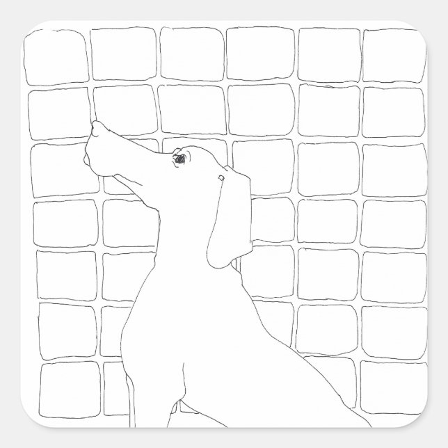 Sticker Carré Original Chien Dessin Chien chinois Année 2018 Sti (Devant)