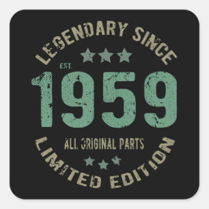 Sticker Carré Original depuis 1959 Cadeau d'anniversaire de lége