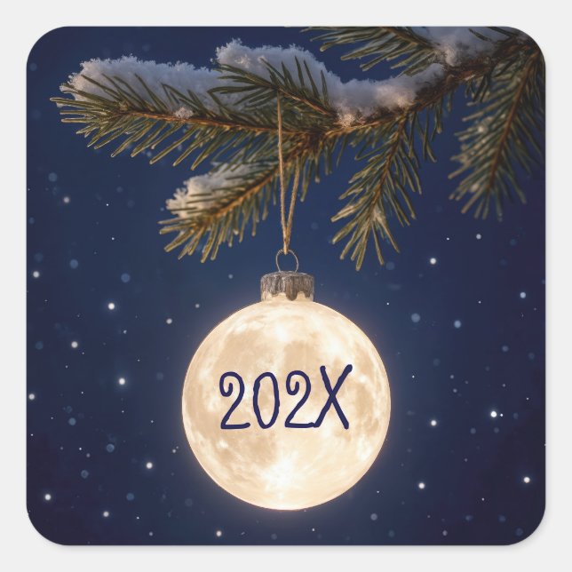 Sticker Carré Ornement de Noël Pleine lune (Devant)