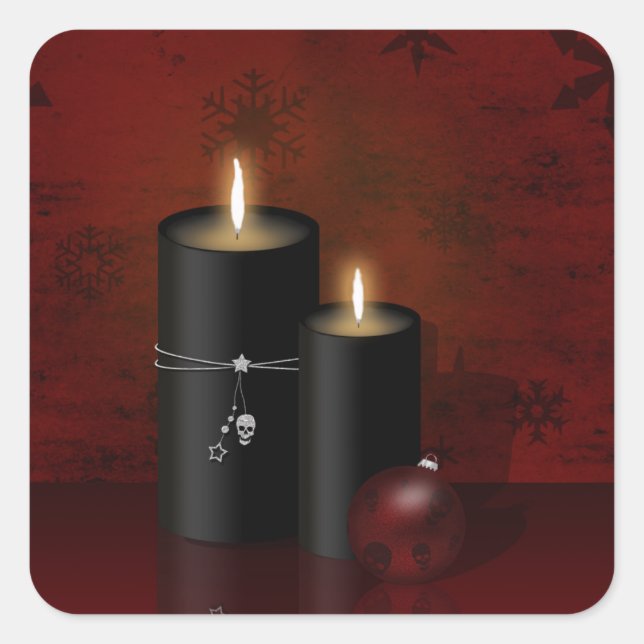 Sticker Carré Ornement des bougies de Noël gothiques (Devant)