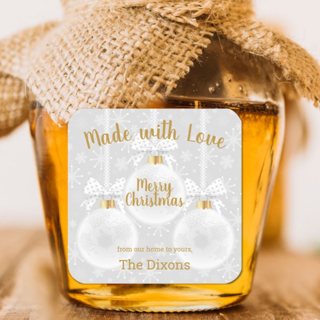 Sticker Carré Ornements de Noël faits maison avec amour Nourritu (Créateur téléchargé)