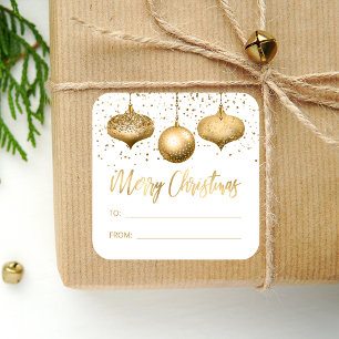Sticker Carré Ornements Glam Or Merry Christmas De À