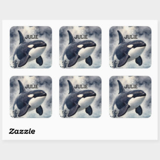 Sticker Carré Orque Vagues orageuses, Personnalisé