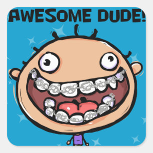 Sticker Carré Orthodontiste. Nouvelles Braces. Bon Travail.