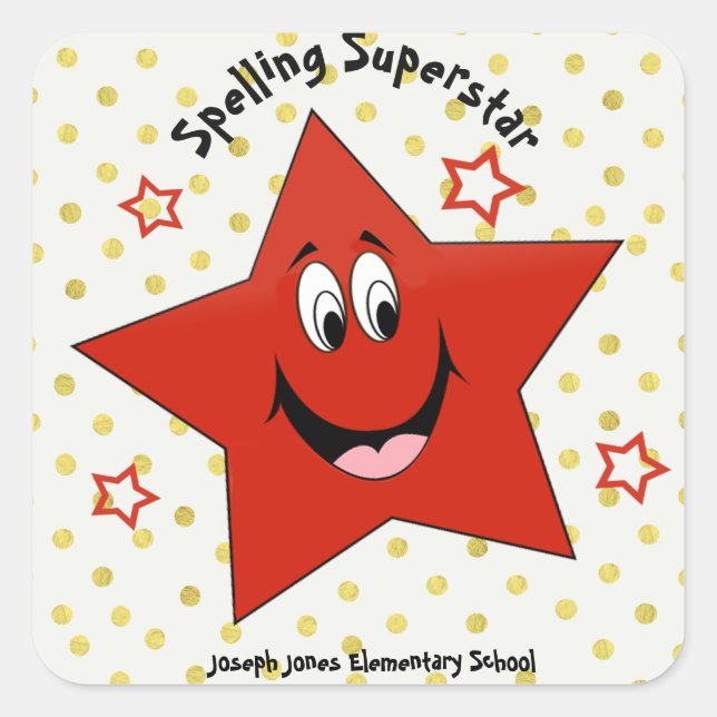 Sticker Carré Orthographe Whimsical Superstar School (Devant)