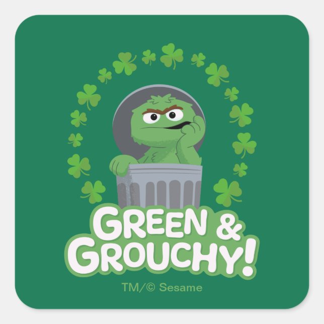 Sticker Carré Oscar | Green & Grouchy ! (Devant)