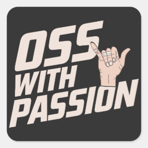 Sticker Carré Oss Avec Passion Brésilien Jiu Jitsu Arts Martiaux