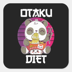 Sticker Carré Otaku Diet Poanda Ramen Sushi Manga CosplayOotaku