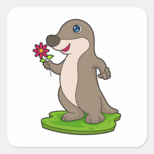 Sticker Carré Otter à fleurs