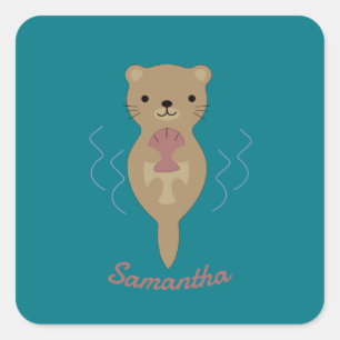 Sticker Carré Otter adorable
