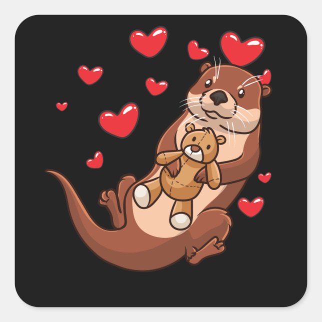 Sticker Carré Otter avec animal farci (Devant)