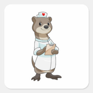 Sticker Carré Otter comme infirmière avec coeur