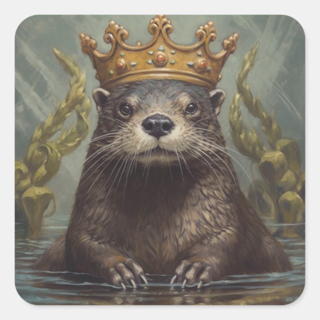 Sticker Carré Otter dans une couronne (Devant)