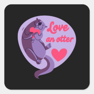 Sticker Carré Otter - Love An Otter Love Another Love