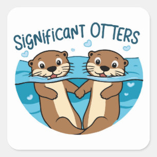 Sticker Carré Otter - Otter tenant les mains