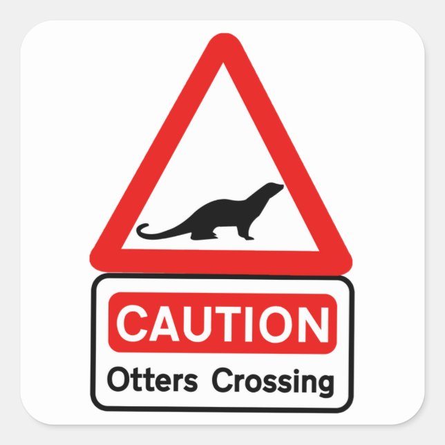 Sticker Carré Otters de prudence (2), Signal de circulation, Roy (Devant)