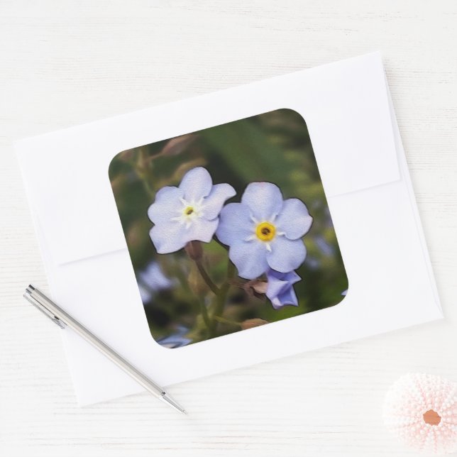 Sticker Carré Oublie-moi pas les fleurs (Enveloppe)
