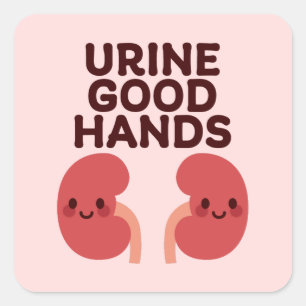 Sticker Carré Ourine Bonnes Mains - Cute Souriant Conception Du 